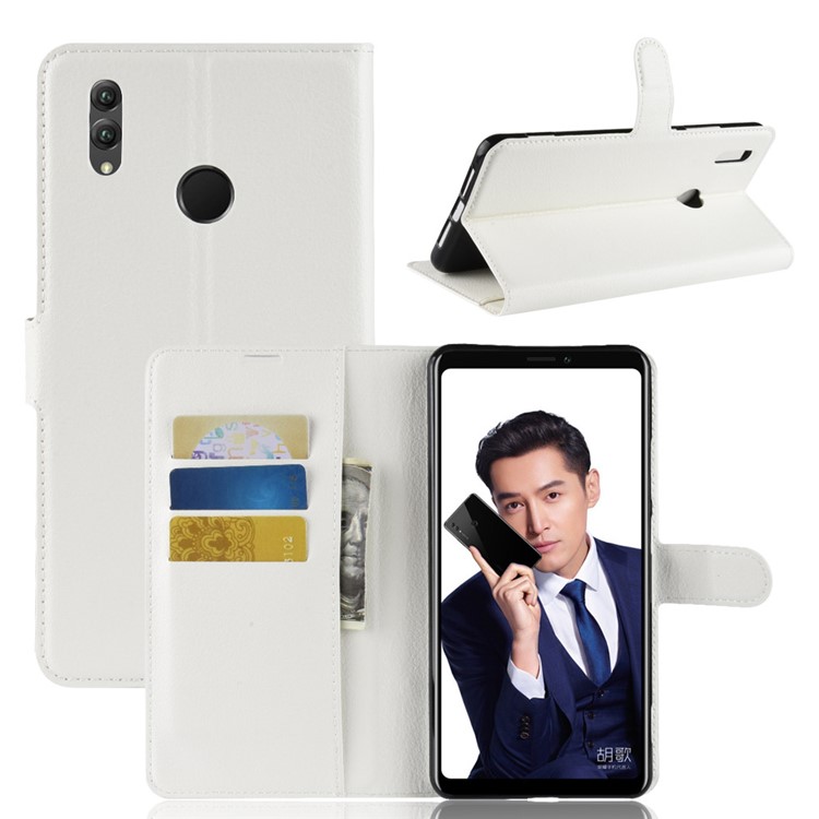 Litchi Skin Leather Wallet Case for Huawei Honor Note 10 - White-1