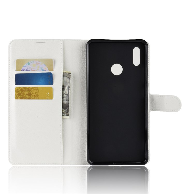 Litchi Skin Leather Wallet Case for Huawei Honor Note 10 - White-3
