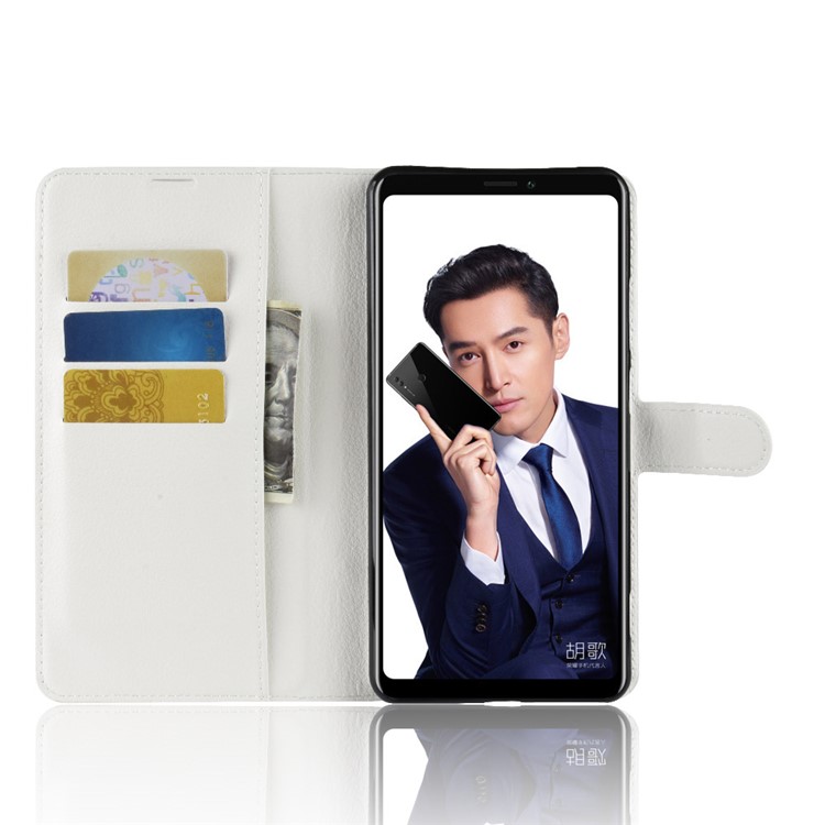 Litchi Skin Leather Wallet Case for Huawei Honor Note 10 - White-4