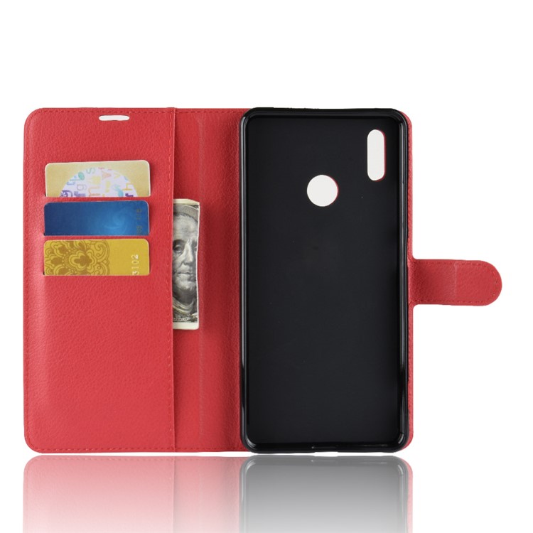 Litchi Skin Leather Wallet Cover for Huawei Honor Note 10 - Red-3