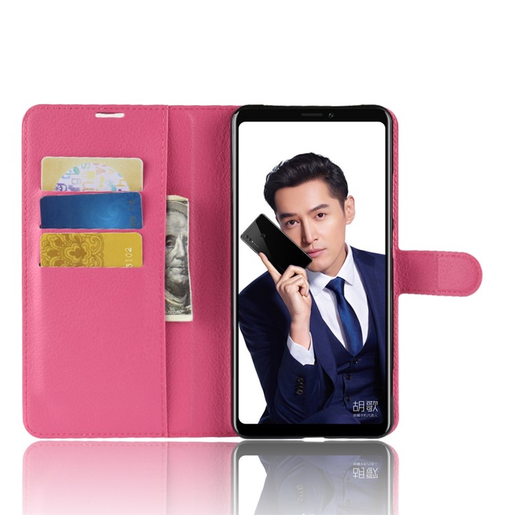 Litchi Skin Leather Wallet Shell for Huawei Honor Note 10 - Rose-4