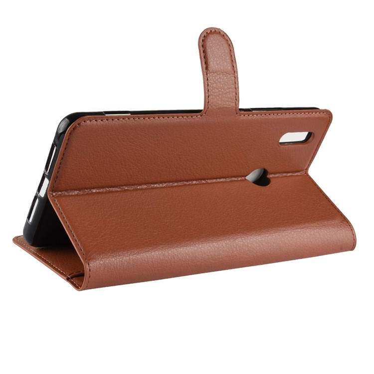 Litchi Skin Leather Wallet Cellphone Cover for Huawei Honor Note 10 - Brown-5