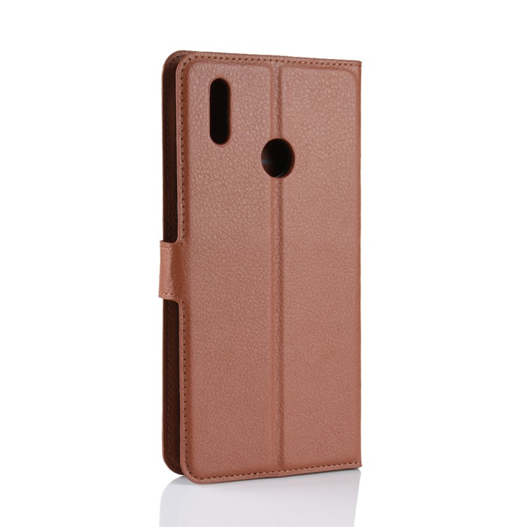 Litchi Skin Leather Wallet Cellphone Cover for Huawei Honor Note 10 - Brown-6