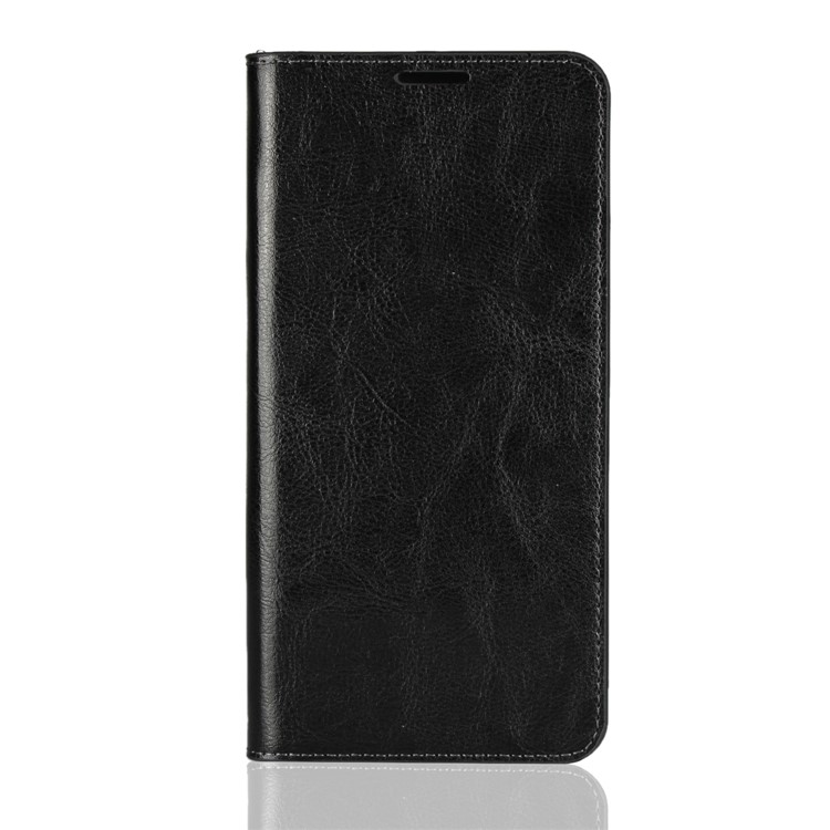 For Huawei Honor Note 10 Crazy Horse Genuine Leather Wallet Casing with Stand - Black-2