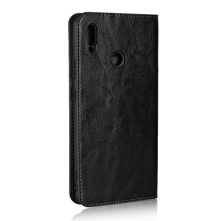 For Huawei Honor Note 10 Crazy Horse Genuine Leather Wallet Casing with Stand - Black-3