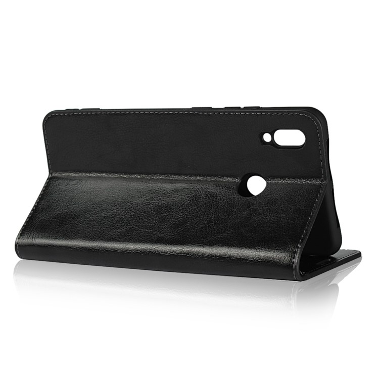 For Huawei Honor Note 10 Crazy Horse Genuine Leather Wallet Casing with Stand - Black-5
