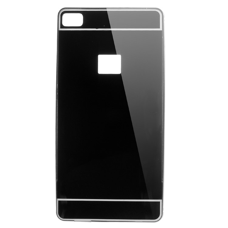 Metal Frame Mirror-like PC Back Cover for Huawei Ascend P8 - Black-1