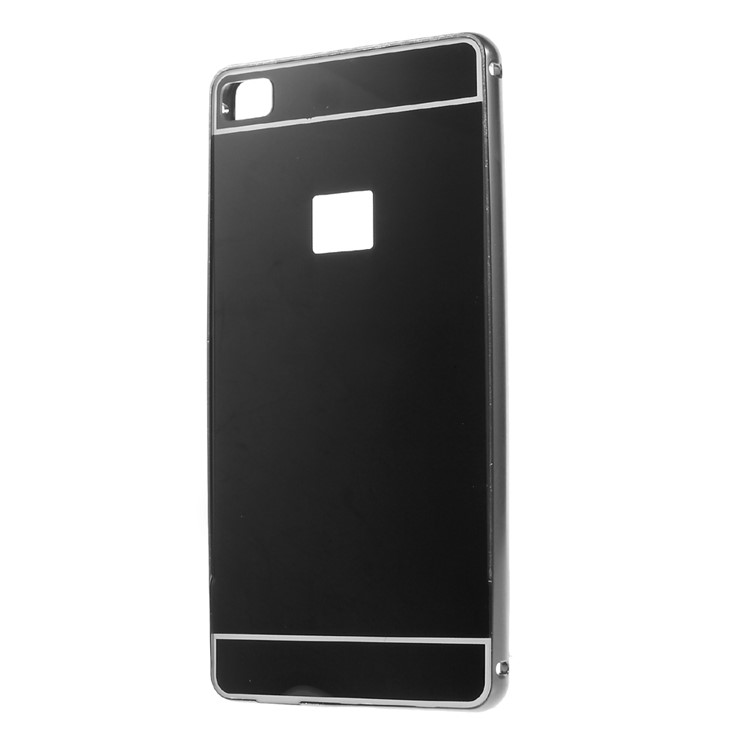 Metal Frame Mirror-like PC Back Cover for Huawei Ascend P8 - Black-2
