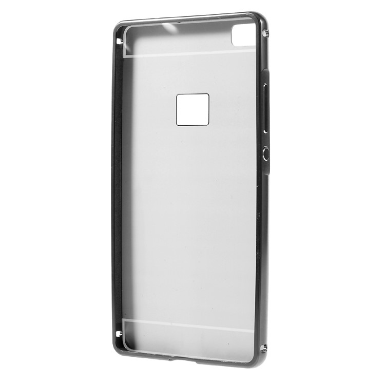 Metal Frame Mirror-like PC Back Cover for Huawei Ascend P8 - Black-3