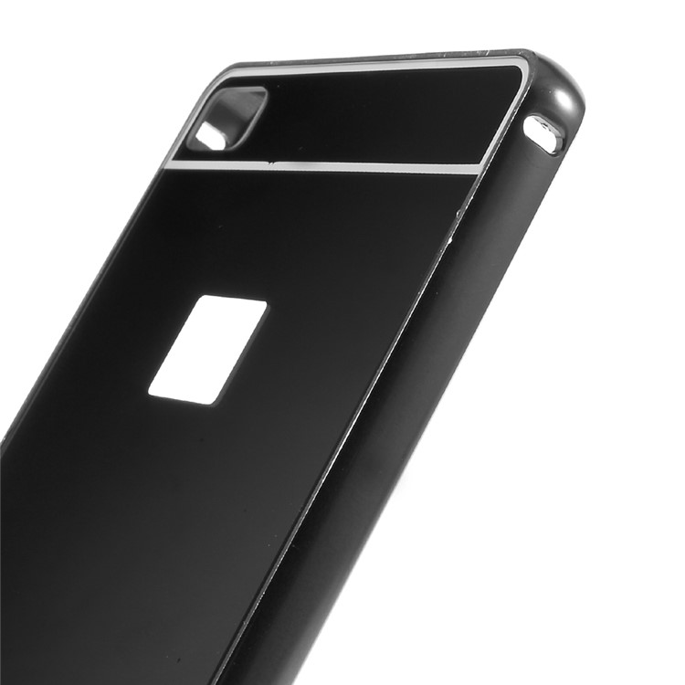 Metal Frame Mirror-like PC Back Cover for Huawei Ascend P8 - Black-4