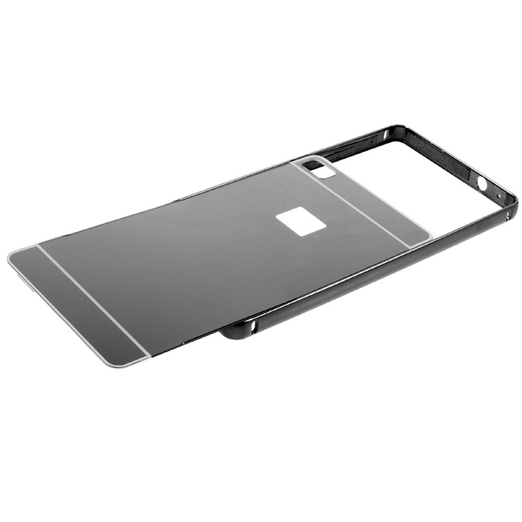 Metal Frame Mirror-like PC Back Cover for Huawei Ascend P8 - Black-7