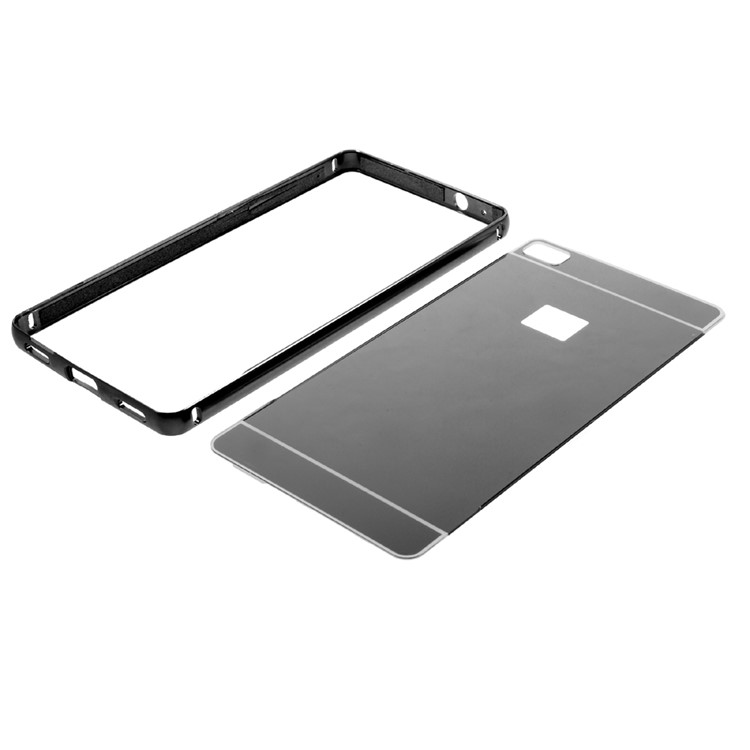 Metal Frame Mirror-like PC Back Cover for Huawei Ascend P8 - Black-8