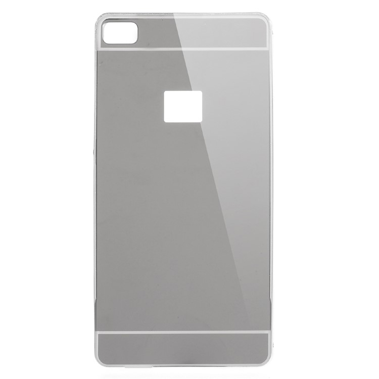 Metal Frame Mirror-like PC Back Case for Huawei Ascend P8 - Silver-1