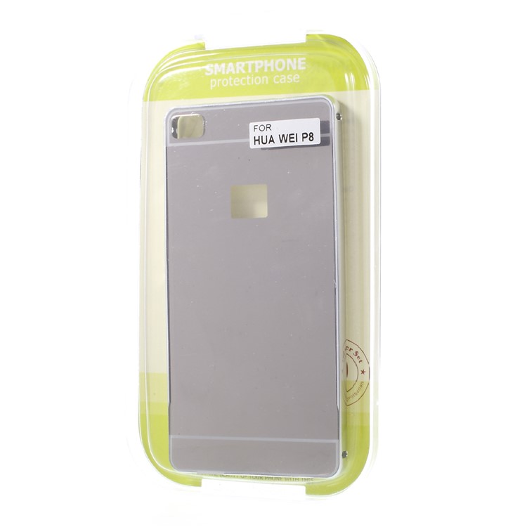 Metal Frame Mirror-like PC Back Case for Huawei Ascend P8 - Silver-10