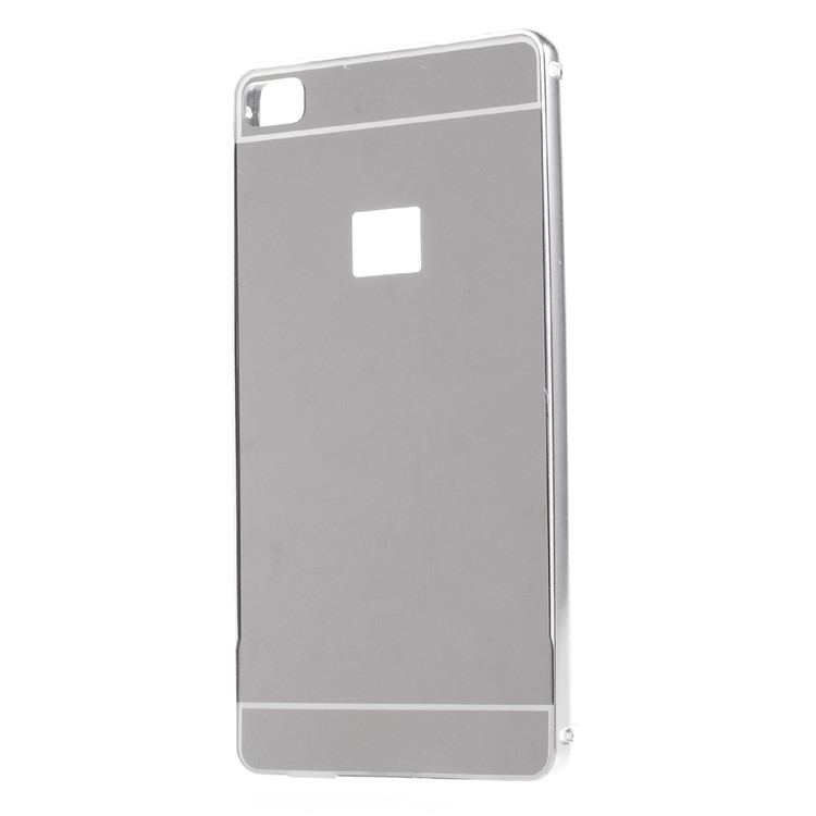 Metal Frame Mirror-like PC Back Case for Huawei Ascend P8 - Silver-2