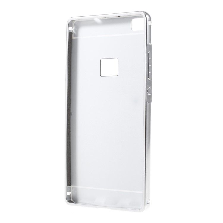 Metal Frame Mirror-like PC Back Case for Huawei Ascend P8 - Silver-3