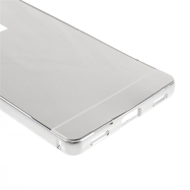 Metal Frame Mirror-like PC Back Case for Huawei Ascend P8 - Silver-5
