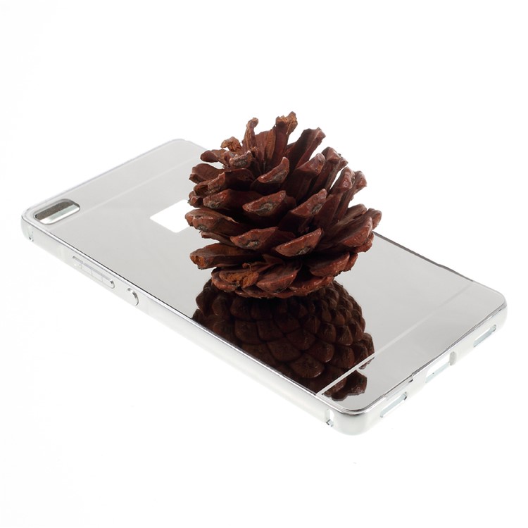 Metal Frame Mirror-like PC Back Case for Huawei Ascend P8 - Silver-6