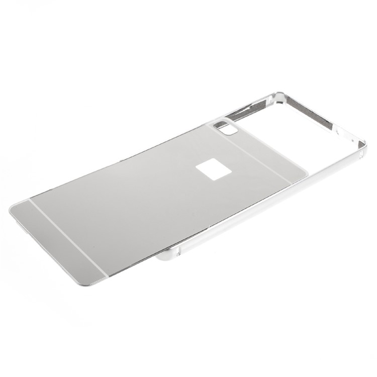 Metal Frame Mirror-like PC Back Case for Huawei Ascend P8 - Silver-7