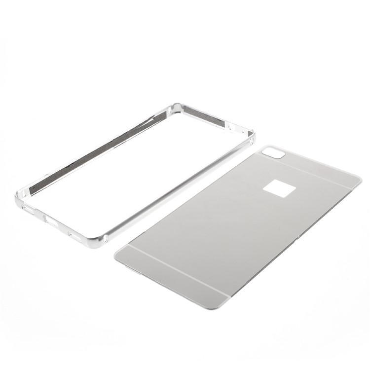 Metal Frame Mirror-like PC Back Case for Huawei Ascend P8 - Silver-8