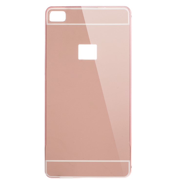 Metal Frame Mirror-like PC Back Shell for Huawei Ascend P8 - Rose Gold-1