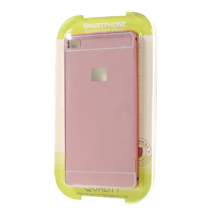 Metal Frame Mirror-like PC Back Shell for Huawei Ascend P8 - Rose Gold-10