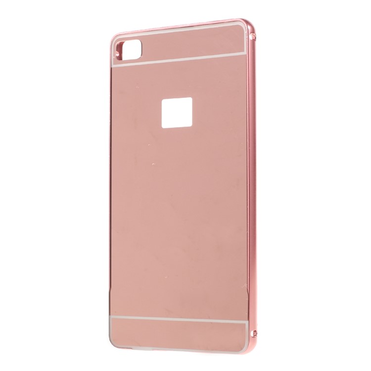 Metal Frame Mirror-like PC Back Shell for Huawei Ascend P8 - Rose Gold-2