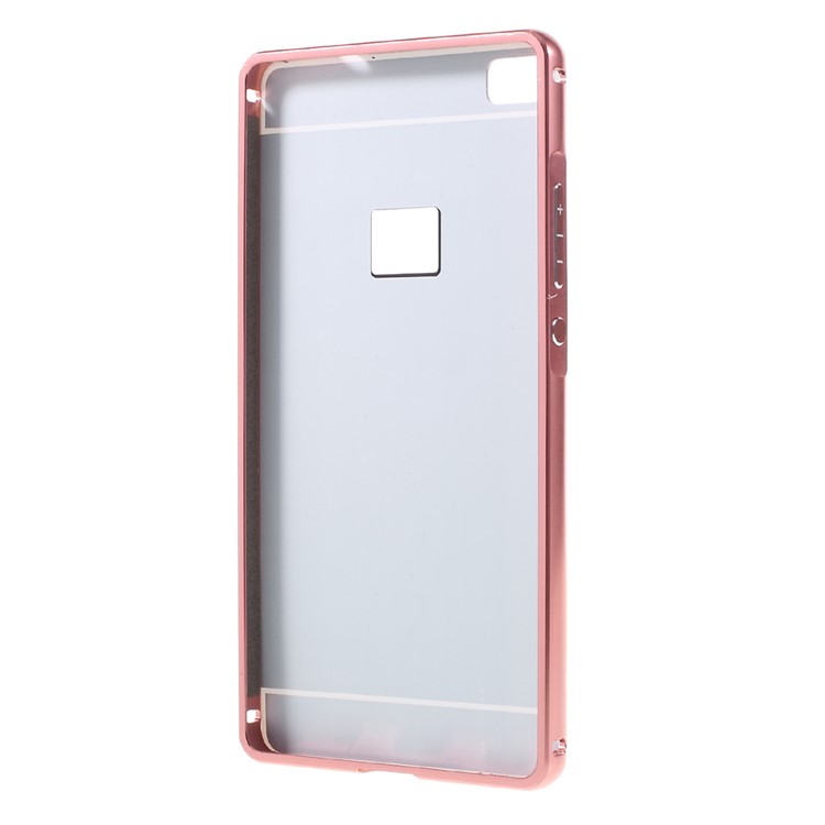 Metal Frame Mirror-like PC Back Shell for Huawei Ascend P8 - Rose Gold-3
