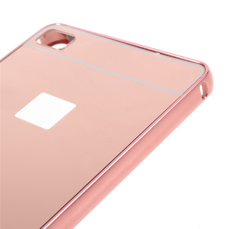 Metal Frame Mirror-like PC Back Shell for Huawei Ascend P8 - Rose Gold-4