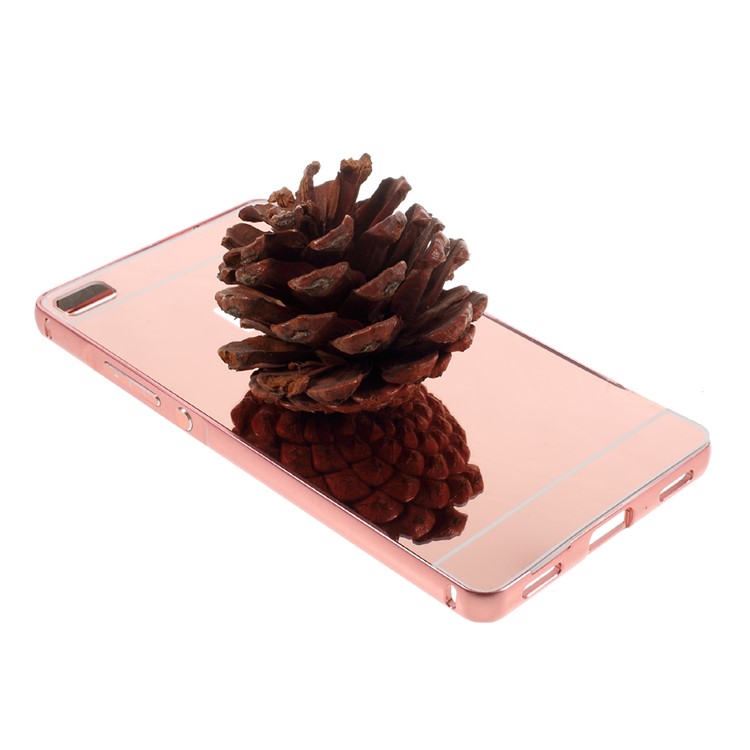 Metal Frame Mirror-like PC Back Shell for Huawei Ascend P8 - Rose Gold-6