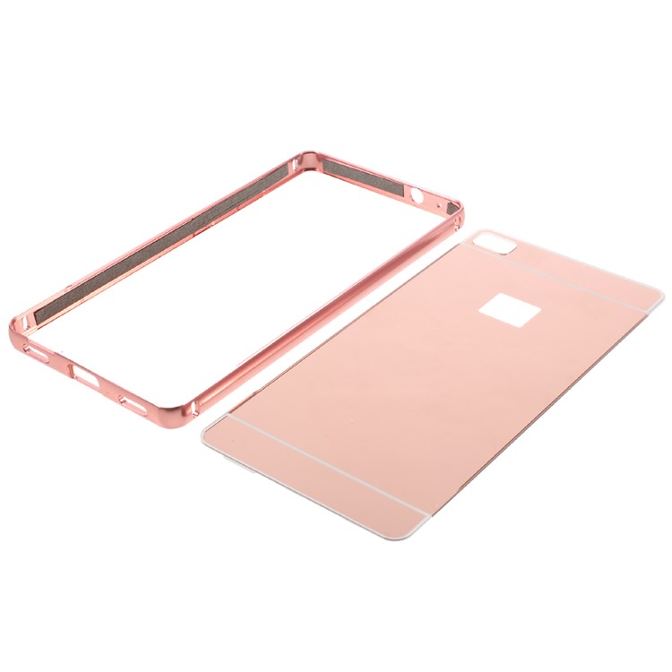 Metal Frame Mirror-like PC Back Shell for Huawei Ascend P8 - Rose Gold-8