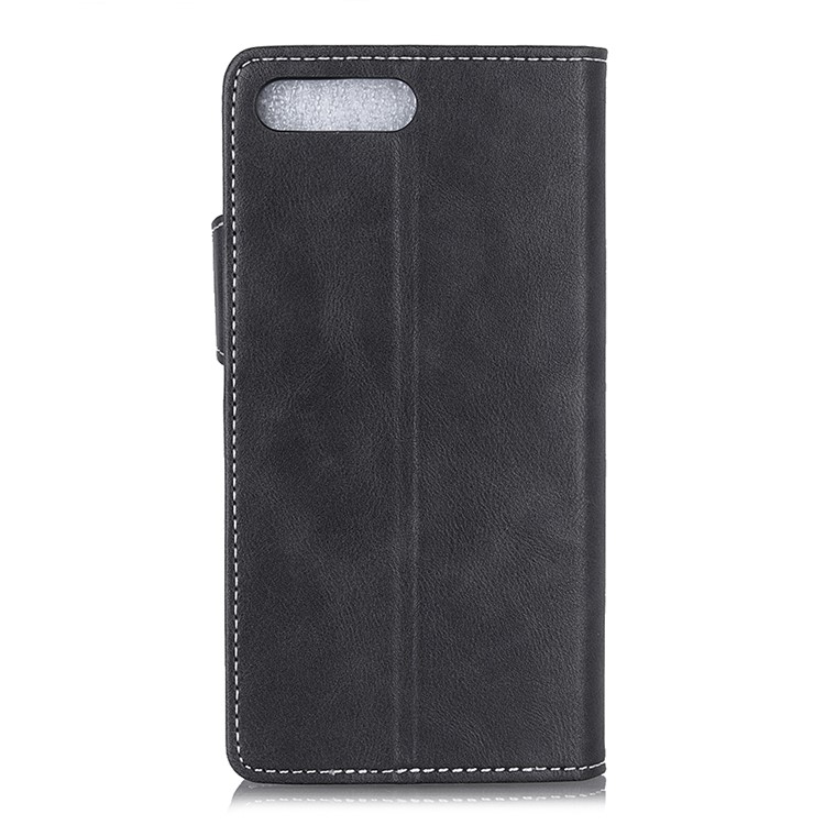 S-shape Textured PU Leather Wallet Phone Casing for Huawei Y6 (2018) / Honor 7A (without Fingerprint Sensor) - Black-7