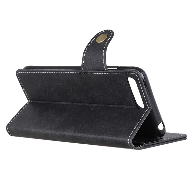 S-shape Textured PU Leather Wallet Phone Casing for Huawei Y6 (2018) / Honor 7A (without Fingerprint Sensor) - Black-9