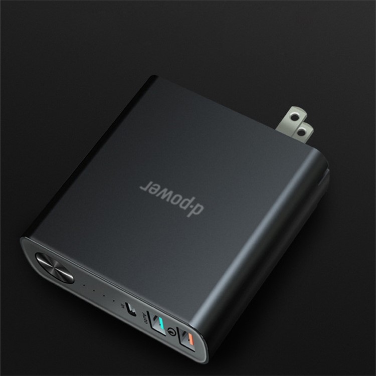 

D-POWER S28 2 in 1 QC3.0 USB Wall Charger Portable 6000mAh Power Bank - US Plug, iPhone X