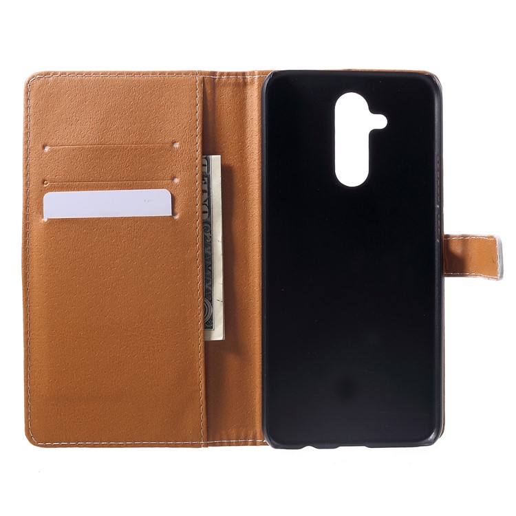 Pattern Printing Leather Wallet Stand Case for Huawei Mate 20 Lite - Black Cat-5