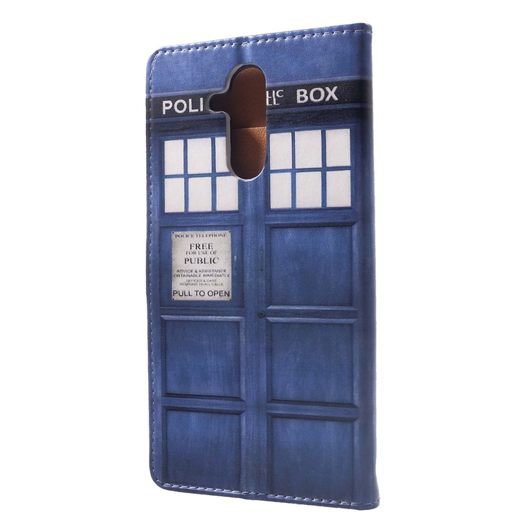 Pattern Printing Leather Wallet Stand Shell for Huawei Mate 20 Lite - Police Public Call Box-2