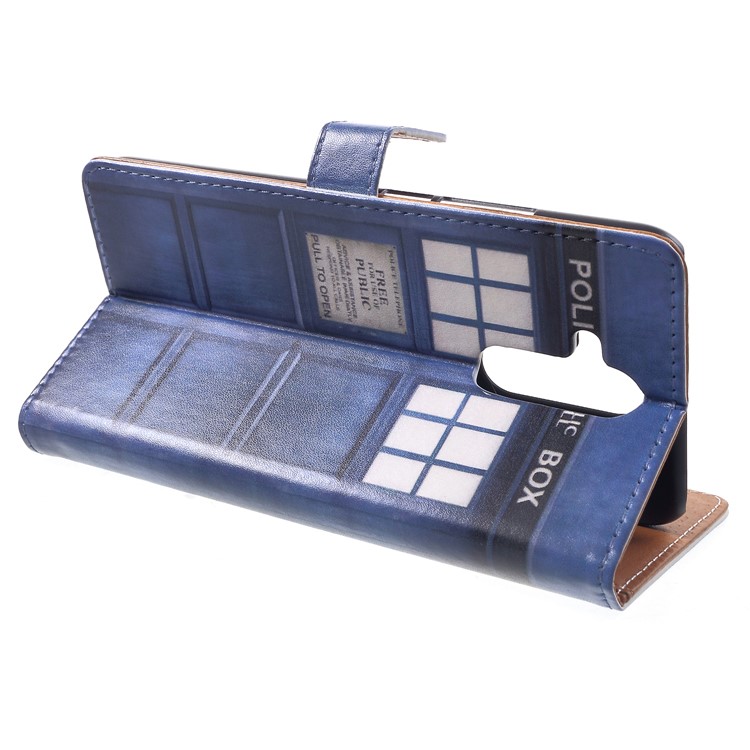 Pattern Printing Leather Wallet Stand Shell for Huawei Mate 20 Lite - Police Public Call Box-4