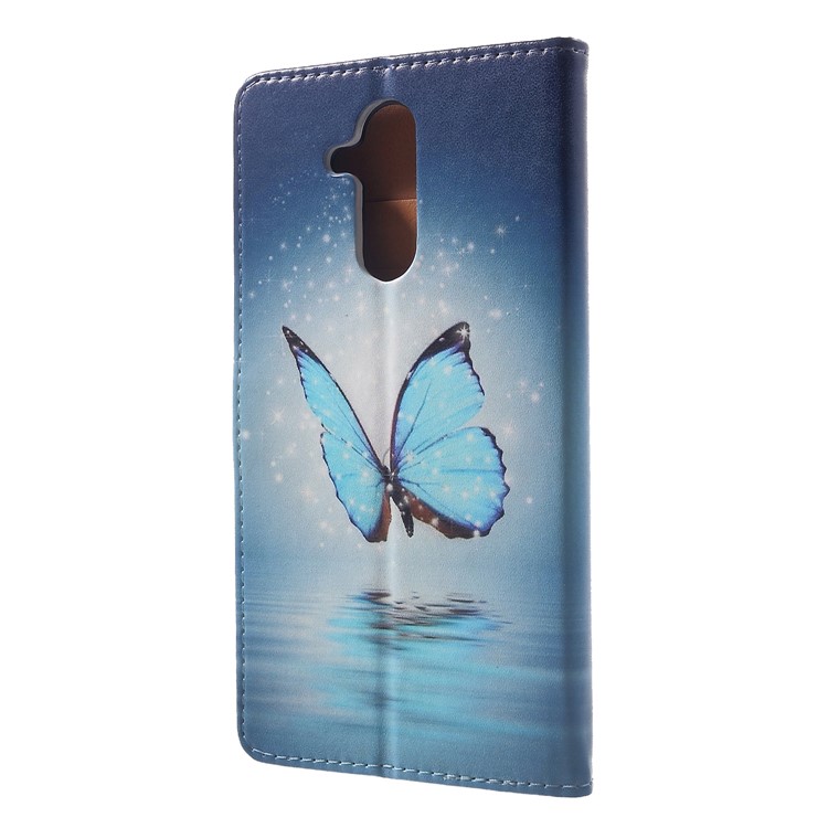 Pattern Printing Leather Wallet Stand Cell Phone Case for Huawei Mate 20 Lite - Blue Butterfly-2