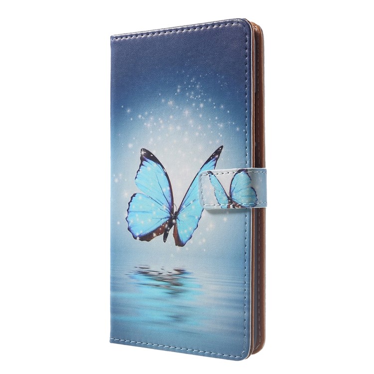 Pattern Printing Leather Wallet Stand Cell Phone Case for Huawei Mate 20 Lite - Blue Butterfly-3