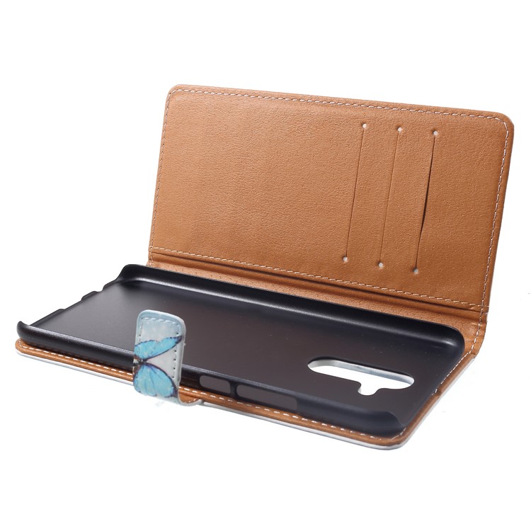 Pattern Printing Leather Wallet Stand Cell Phone Case for Huawei Mate 20 Lite - Blue Butterfly-5