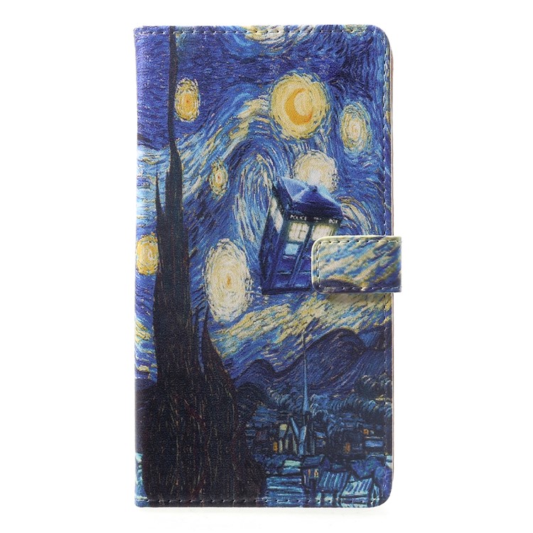 Pattern Printing Leather Wallet Stand Mobile Phone Shell for Huawei Mate 20 Lite - The Starry Night-1