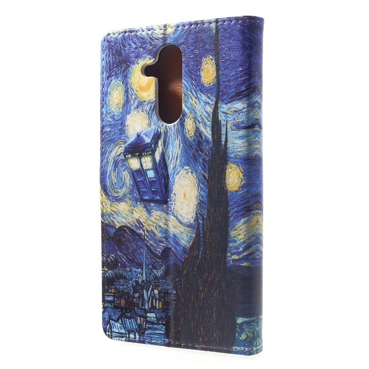 Pattern Printing Leather Wallet Stand Mobile Phone Shell for Huawei Mate 20 Lite - The Starry Night-2