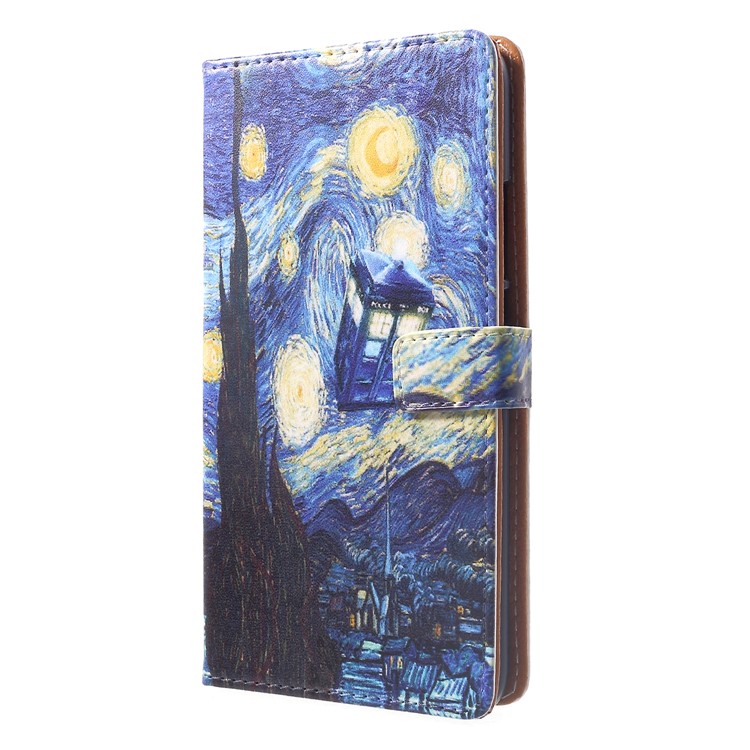 Pattern Printing Leather Wallet Stand Mobile Phone Shell for Huawei Mate 20 Lite - The Starry Night-3