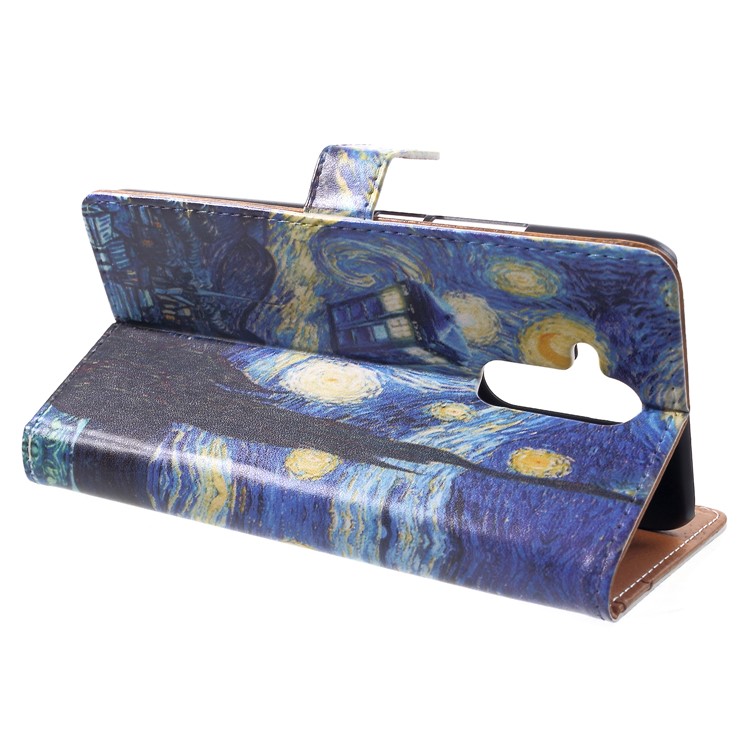 Pattern Printing Leather Wallet Stand Mobile Phone Shell for Huawei Mate 20 Lite - The Starry Night-4