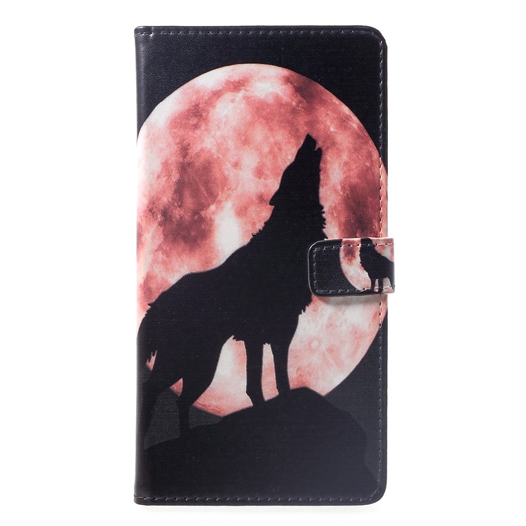 Pattern Printing Leather Wallet Stand Protective Case for Huawei Mate 20 Lite - Wolf Howling at the Moon-1