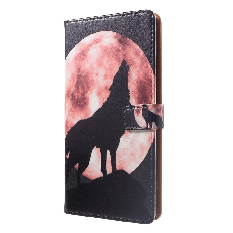 Pattern Printing Leather Wallet Stand Protective Case for Huawei Mate 20 Lite - Wolf Howling at the Moon-3