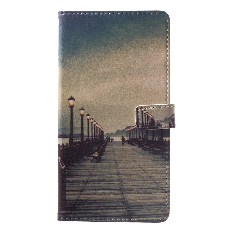 Pattern Printing Leather Wallet Stand Protective Shell for Huawei Mate 20 Lite - Dock at Sunset-1