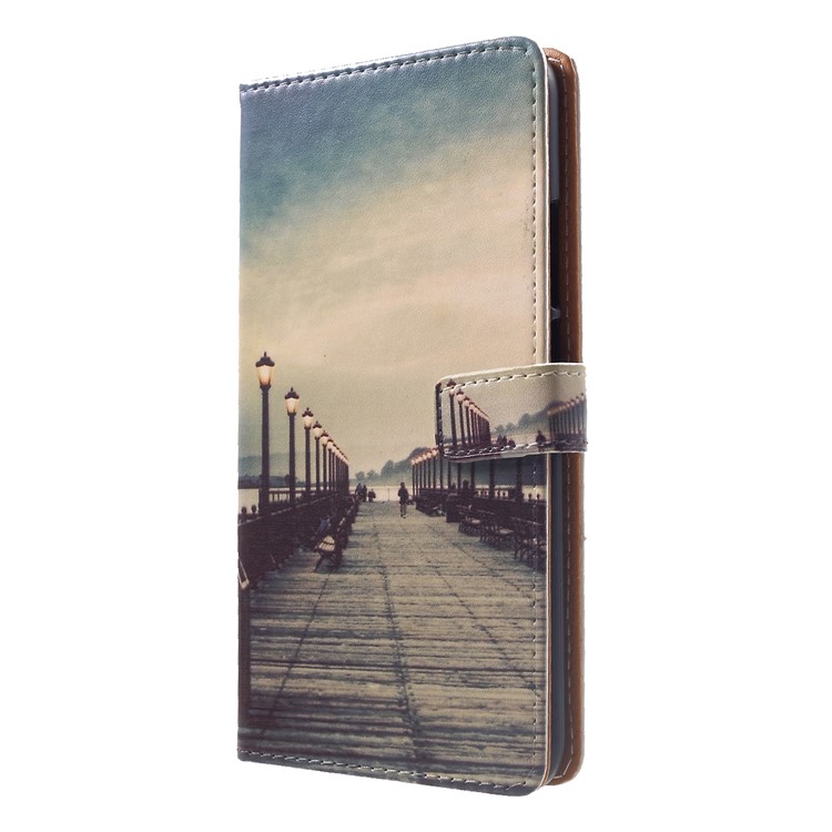 Pattern Printing Leather Wallet Stand Protective Shell for Huawei Mate 20 Lite - Dock at Sunset-3