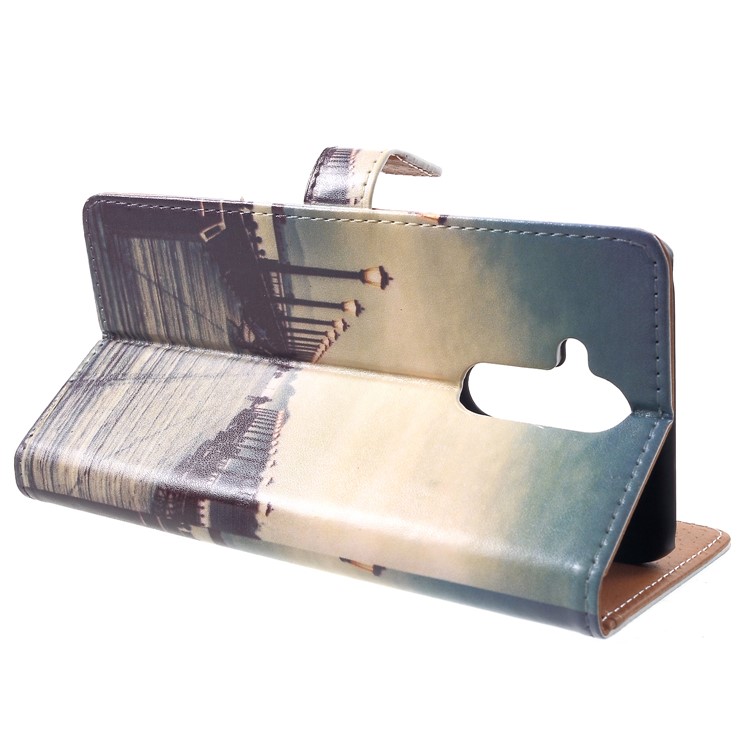 Pattern Printing Leather Wallet Stand Protective Shell for Huawei Mate 20 Lite - Dock at Sunset-4