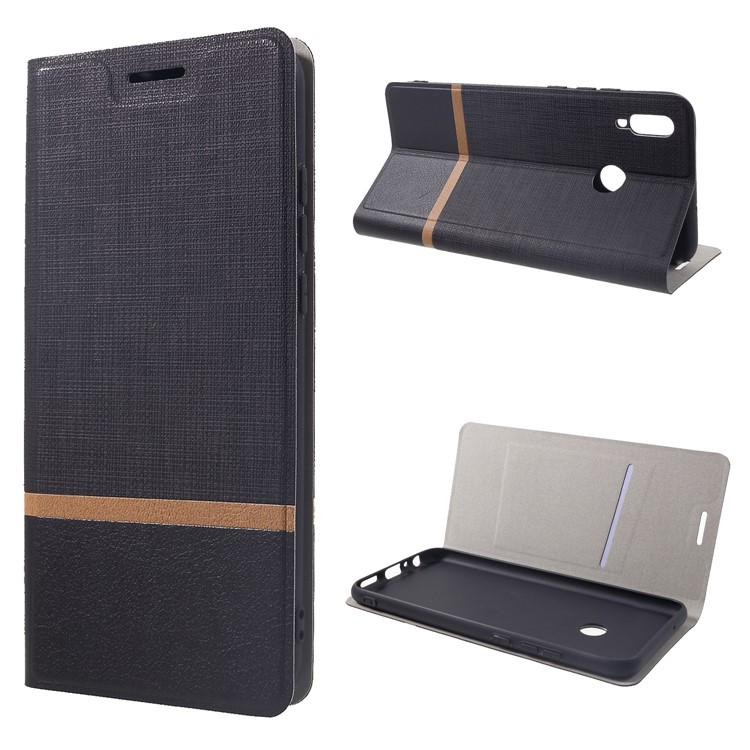 Cross Texture PU Leather Card Holder Protection Phone Case for Huawei Honor 8X - Black-1